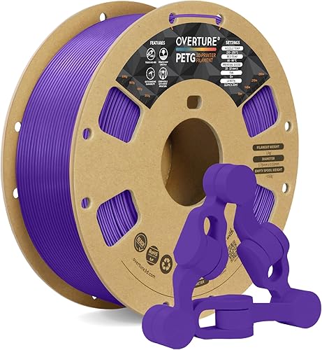 Overture Petg - Filamento de 0.07 pulgadas con superficie de construcción 3D 7.87 x 7.87 pulgadas, consumibles para impresora 3D, carrete de 2.2