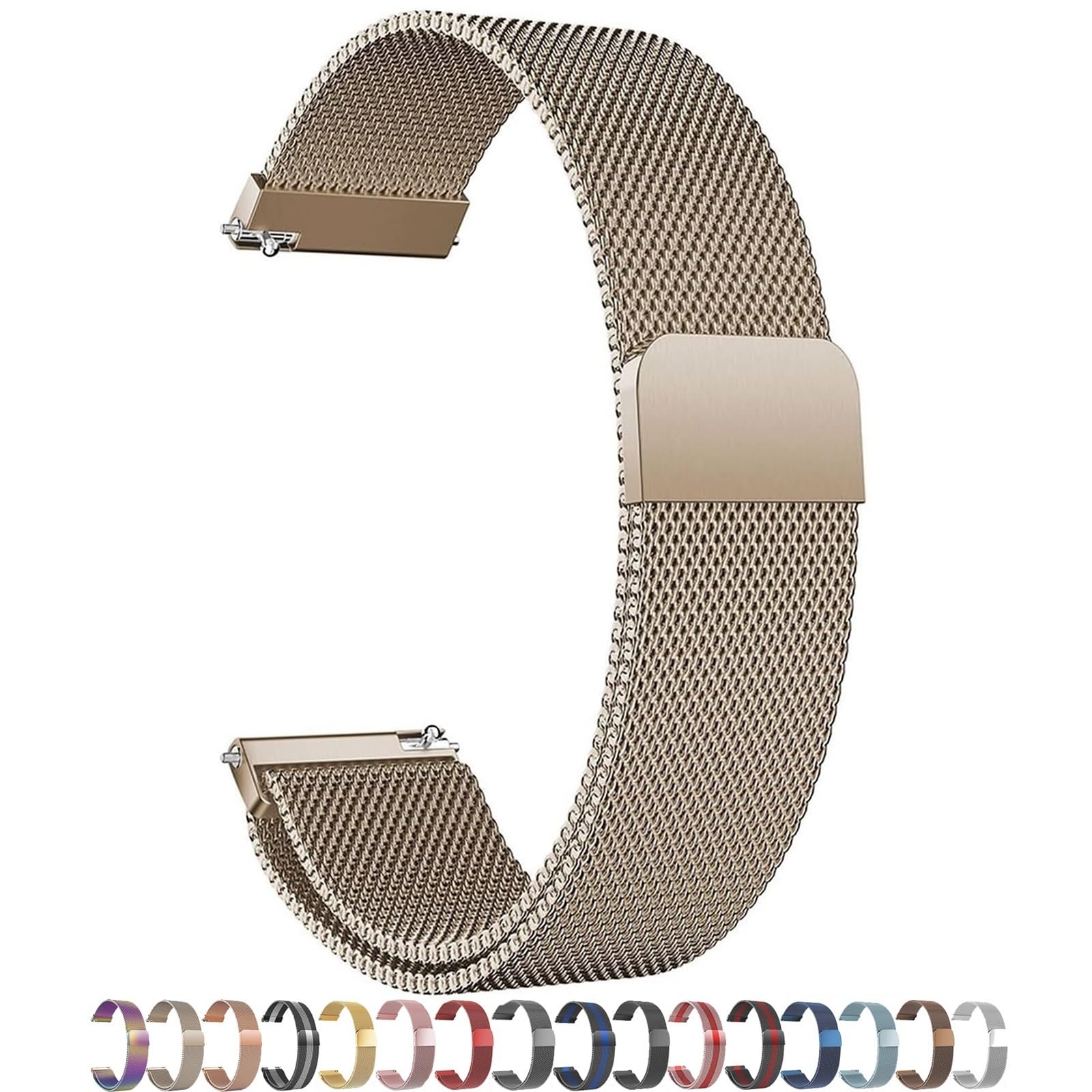 Stainless Steel Mesh Metal Watch Band 12mm 14mm 16mm 18mm 20mm 22mm 24mm Quick Release Magnetic Adjustable Watch Strap Mesh Woven Smartwatch Replacement Straps for Men Woman