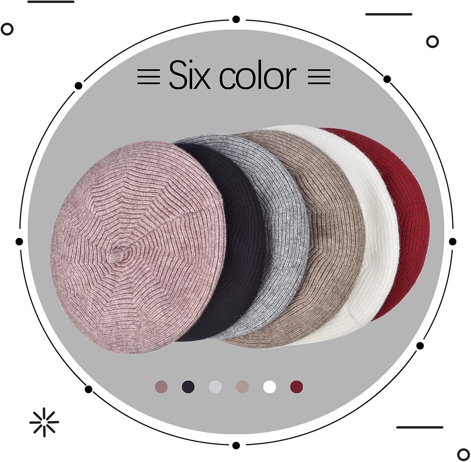 Miniatura 7 de Gorro de boina para mujer estilo francés gorro de punto con forro de lana cálido para invierno