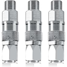 3-Pack 1/4-Inch 360 Airless Spray Gun Hose Swivel Joint, Stainless Steel