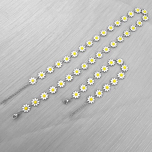 Miniatura 3 de Cute Daisy Flower Necklace Fashion Jewelry For Women Chrysanthemum Choker Bohemian Enamel Sunflower Neck Jewelry For Women Girls 14 (Necklace)