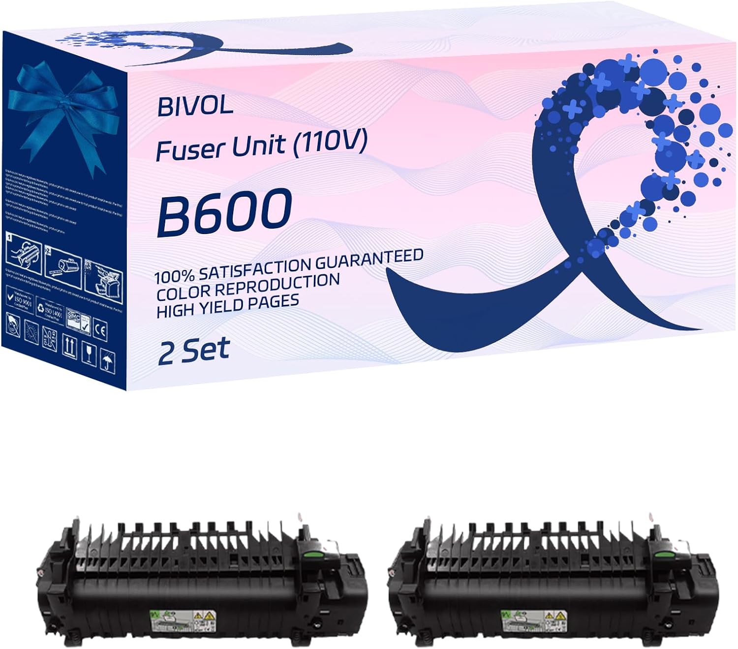 BIVOL Compatible Fuser Unit (110V) Replacement for Xerox B600 High Yield 200000 Pages VersaLInk B605XTP B610DN B610DT Printers (2 Set)