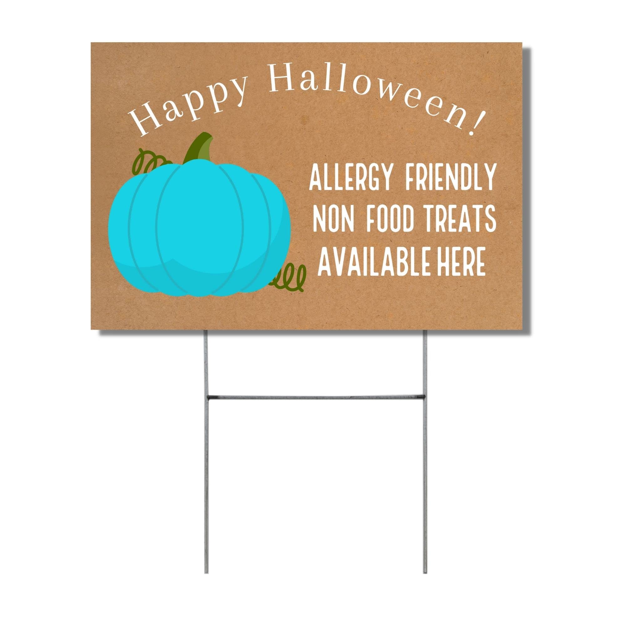 Cartel de patio con texto en H de 30,5 x 45,7 cm, diseño de calabaza azul con diseño de calabaza azul