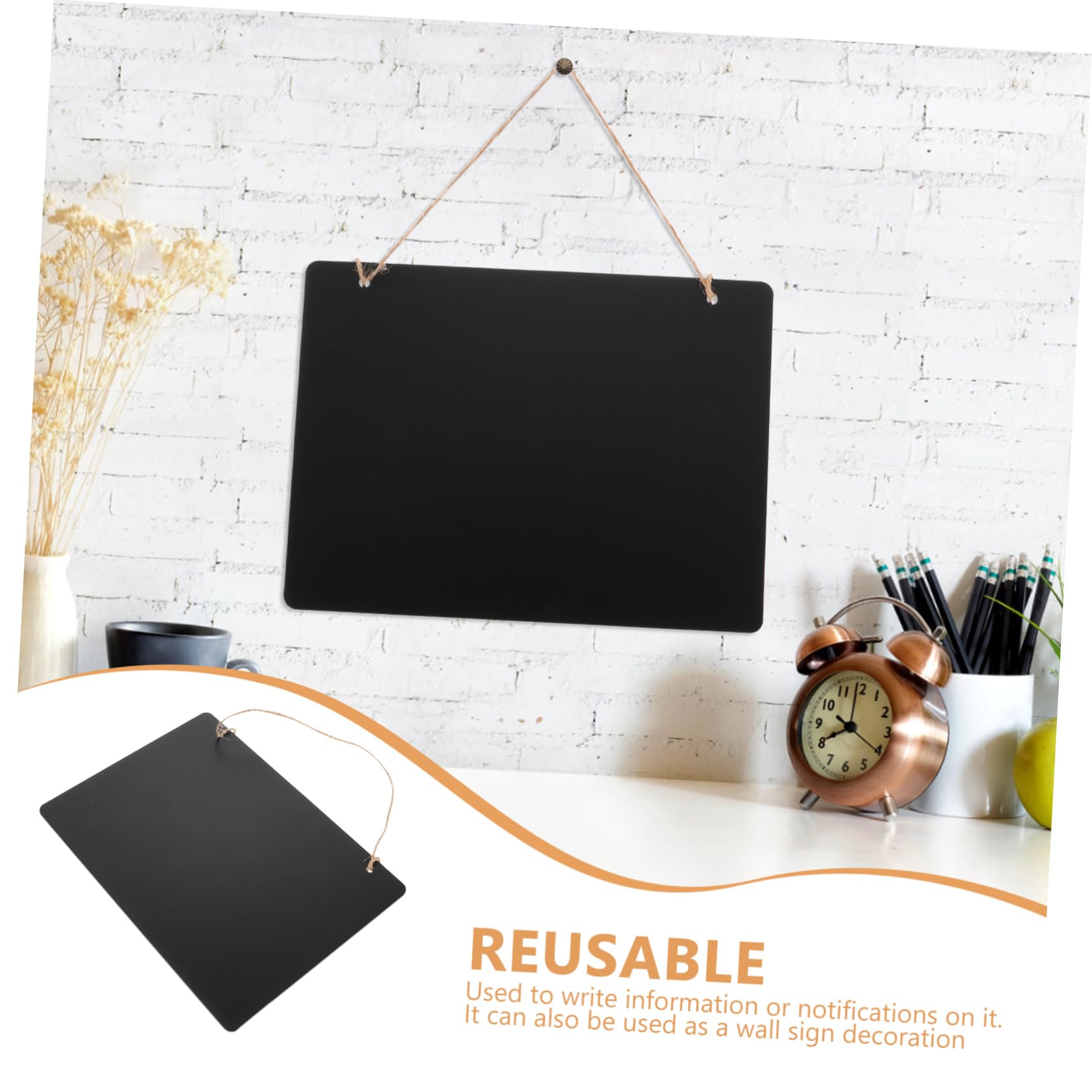 DOITOOL 8 Piezas Tablero de Mensajes Doble Cara de Madera con Cuerda para Colgar Pizarra Borrable y Reutilizable para Decoración de Paredes y Anuncios o Eventos