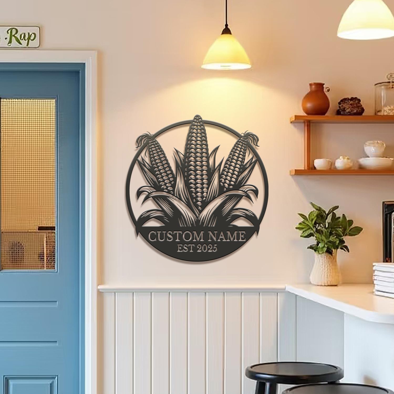 Custom Corn Farm Metal Sign, Personalized Vegetable Garden Decor, Rustic Cornfield Art, Outdoor Farmhouse Sign, Corn Harvest Wall Decor (Style-2)