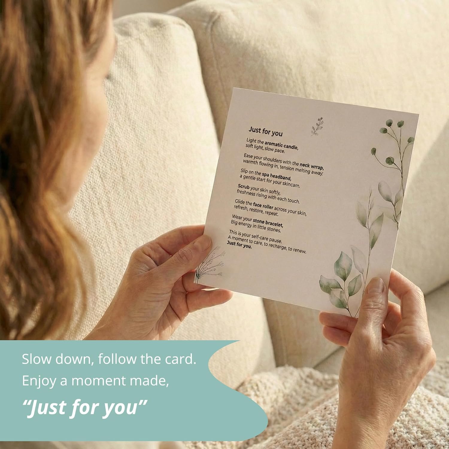 Self Care Gifts for Women, Spa Gift Baskets for Women with Neck Wrap, Spa Head Band & Bracelet, Face Roller, Gua Sha, Face Scrubbers, Aromatic Candle and Healing Stone Bracelet, Self Care Kit. - Image 8