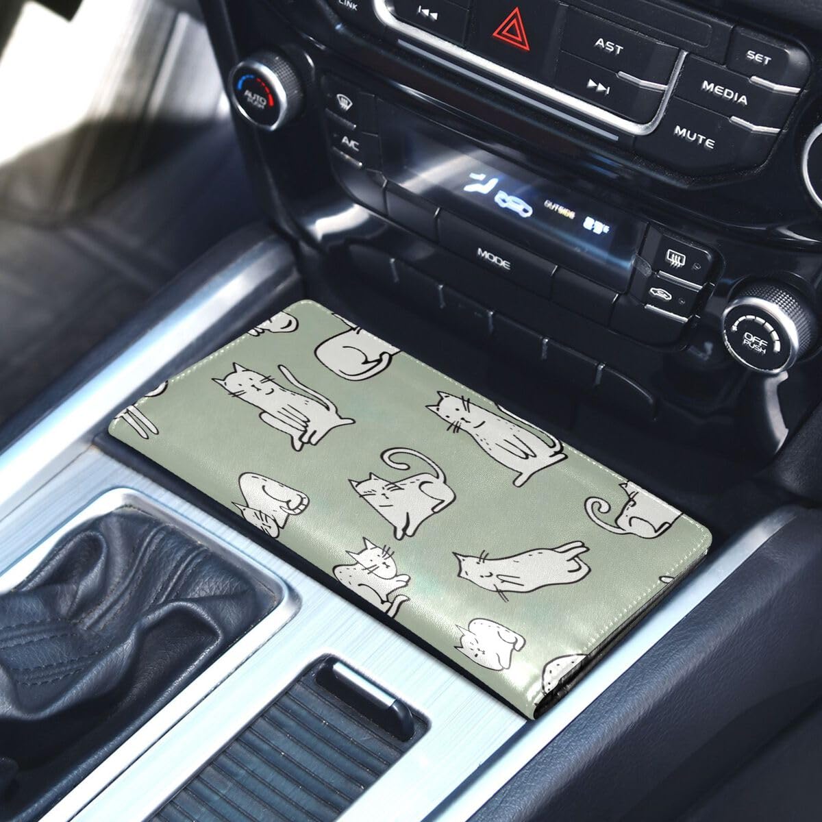 Nander Cow Print Car Document Holder – Leather Glove Box Organizer For Registration, Insurance, Cards & IDs