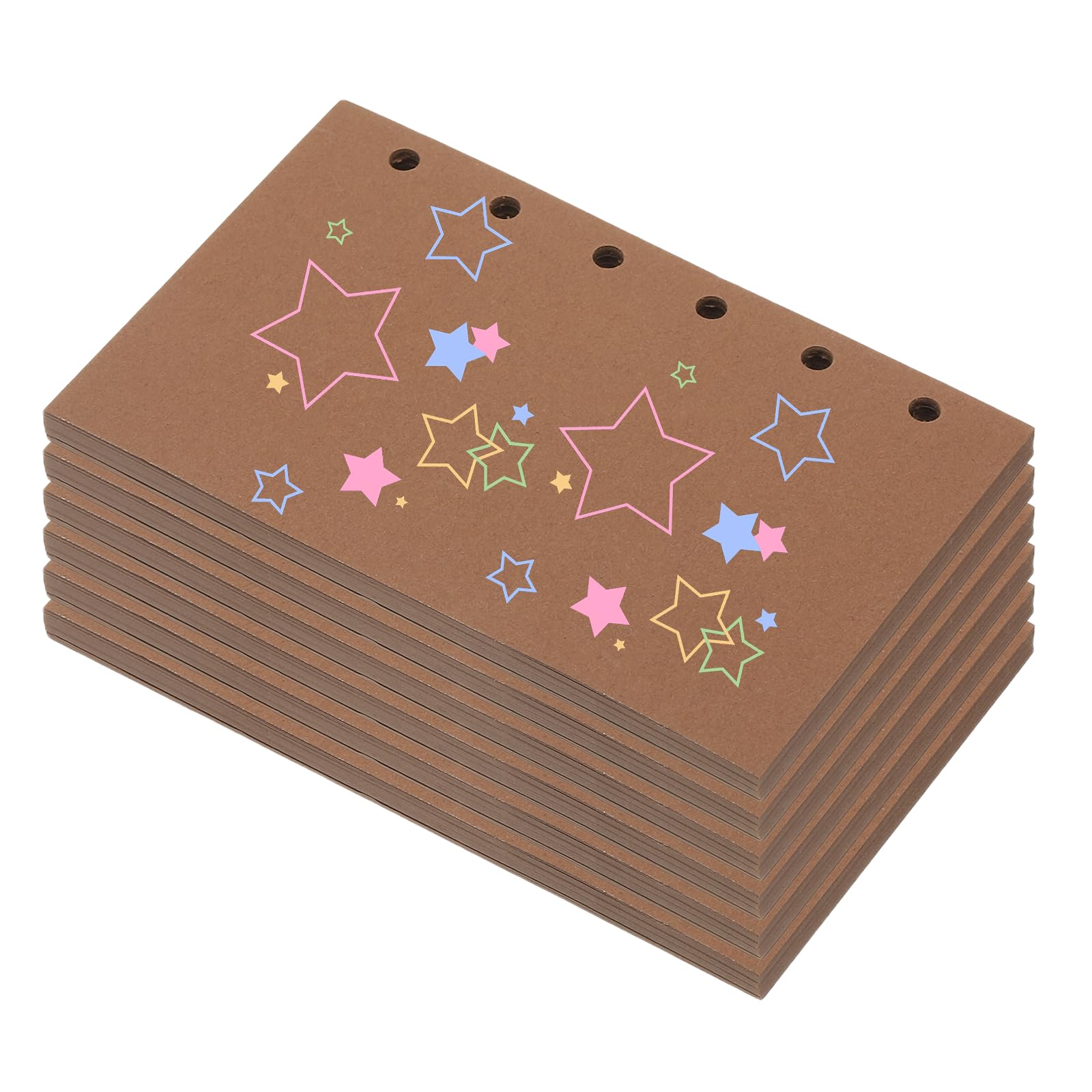 PATIKIL Colored Loose Leaf Paper, 5" x 3.2"(A7) 300 Sheets 6 Holes Punched 150GSM Blank Binder Refill Paper Supplies for Office Note Taking Teacher Planner Journal Notebook, Brown