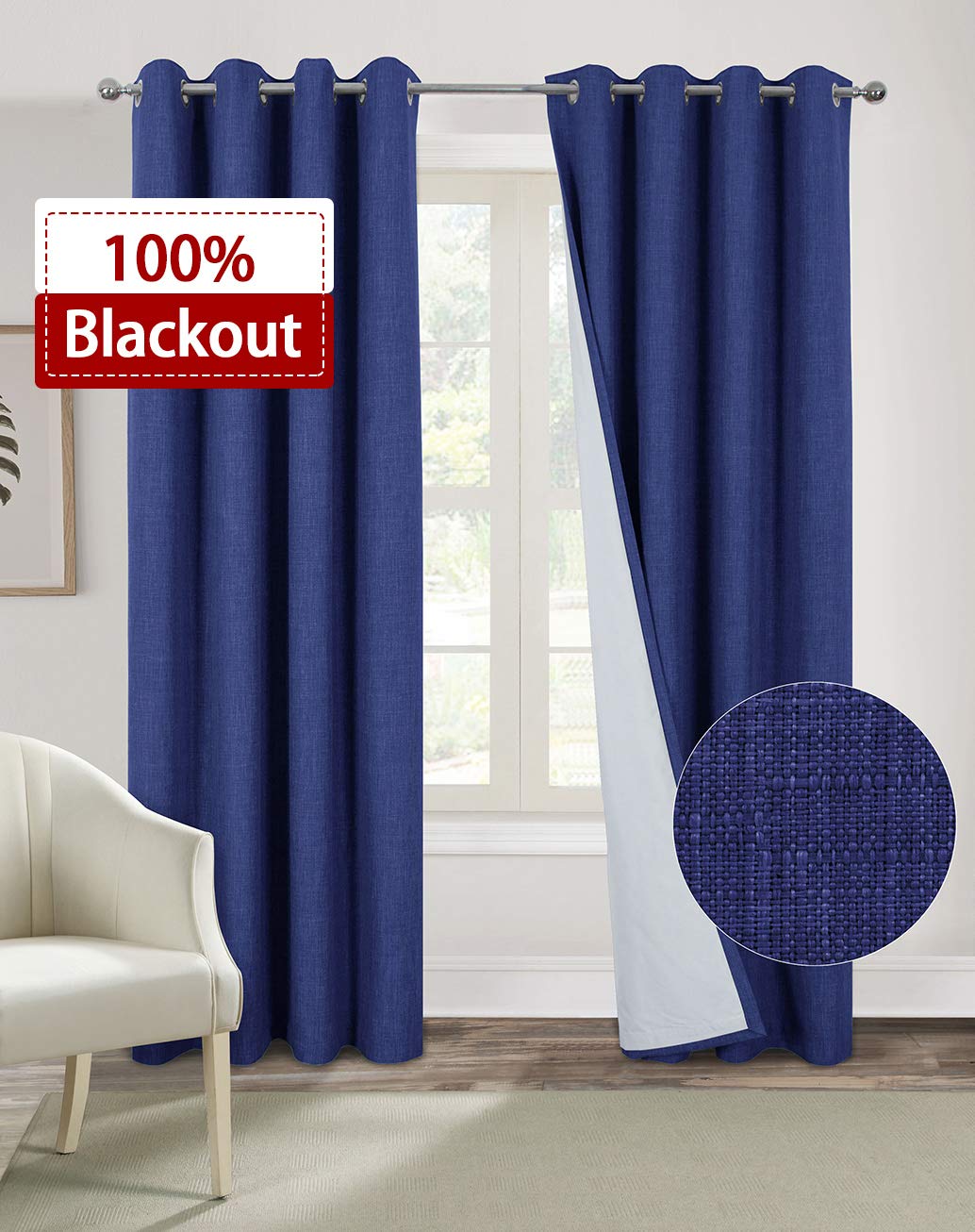 Navy Blue Burlap Curtains Curtains & Drapes