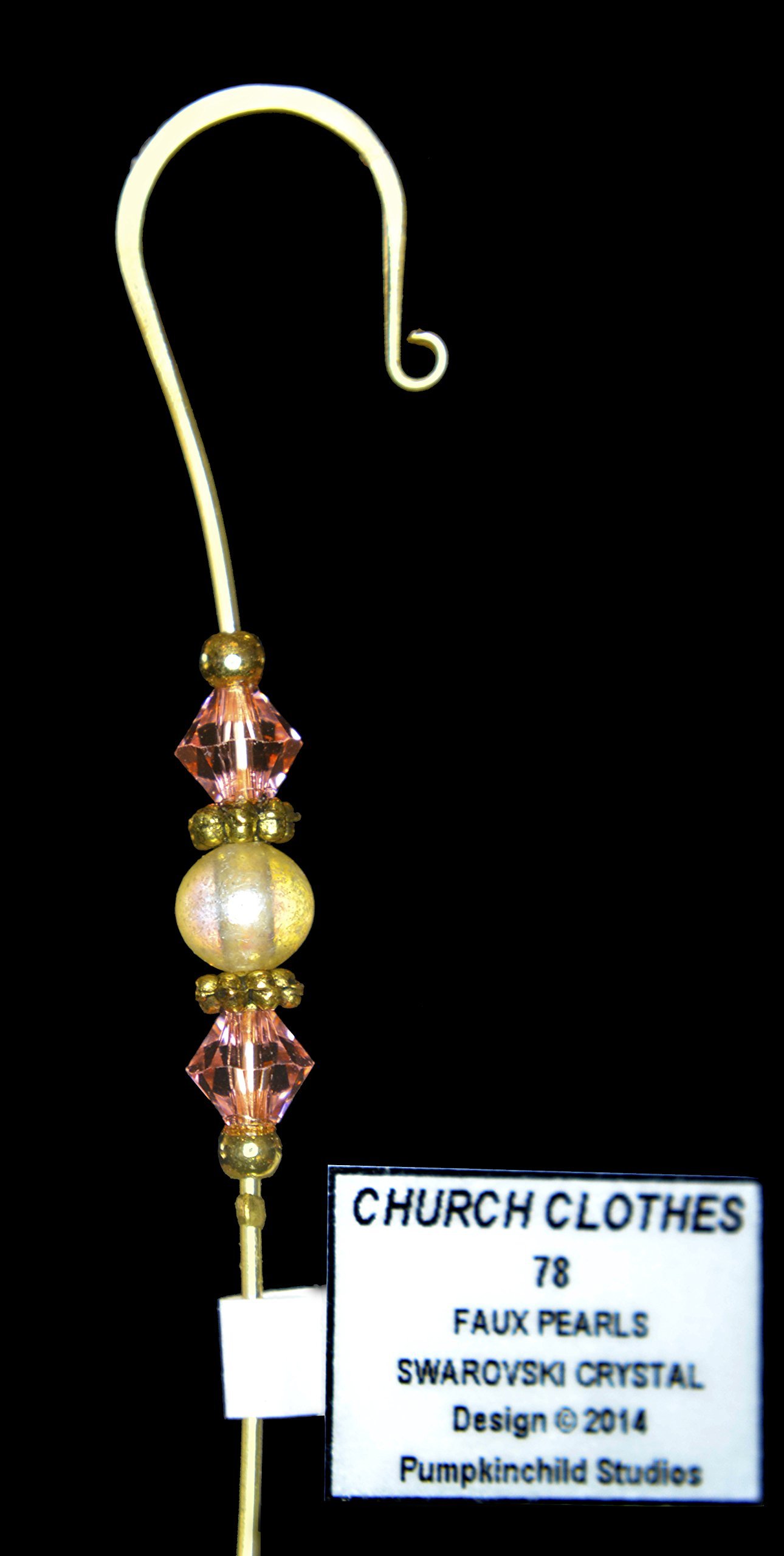 Handmade Jeweled Christmas Ornament Hanger Hook- CHURCH CLOTHES