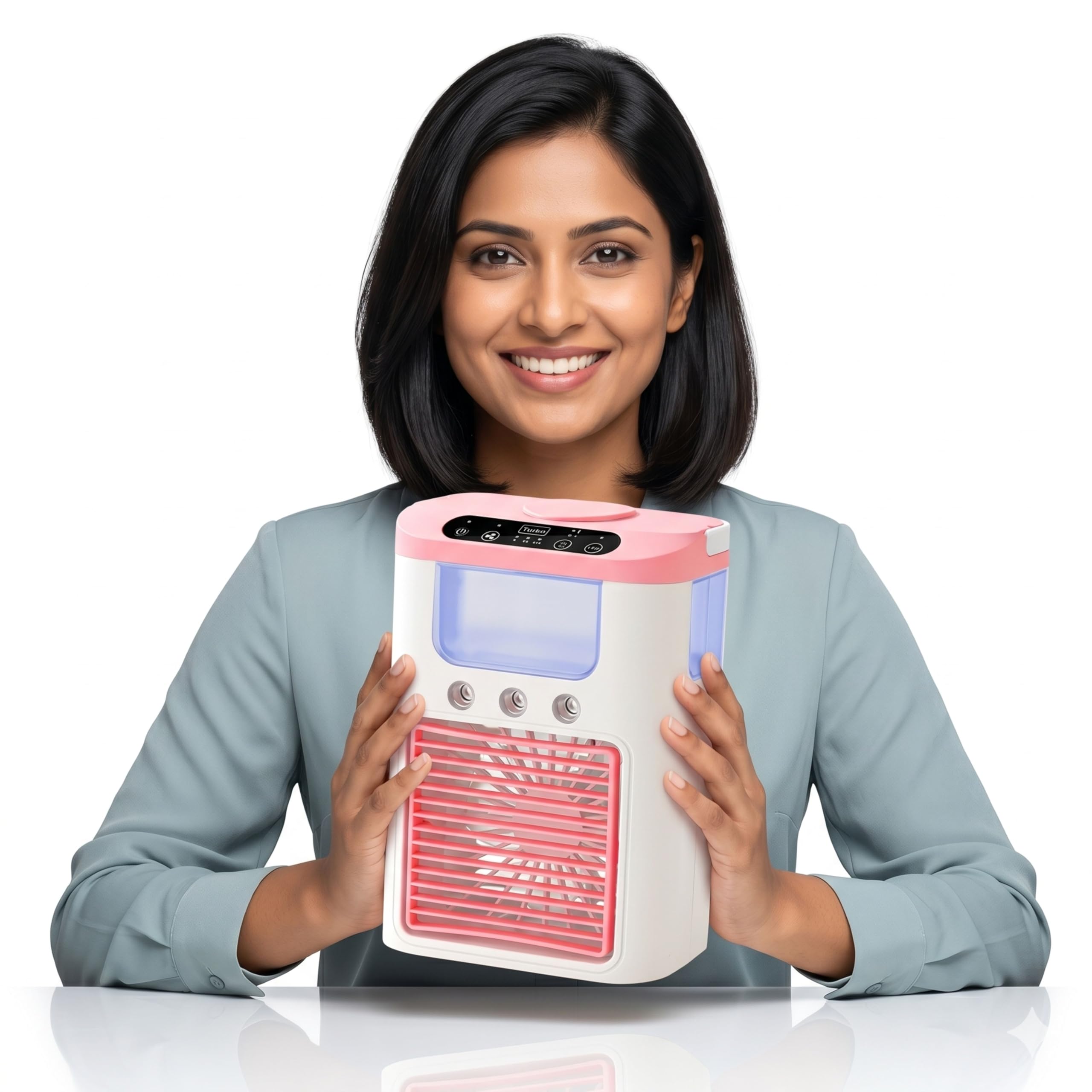 Mabron Portable Air Cooler Fan | Mini Air Conditioner with 3 Speed Settings | USB Rechargeable Cooling Fan with Humidifier | Compact Personal Cooler for Home, Office, Desk & Travel Use (Pink)-picture-16