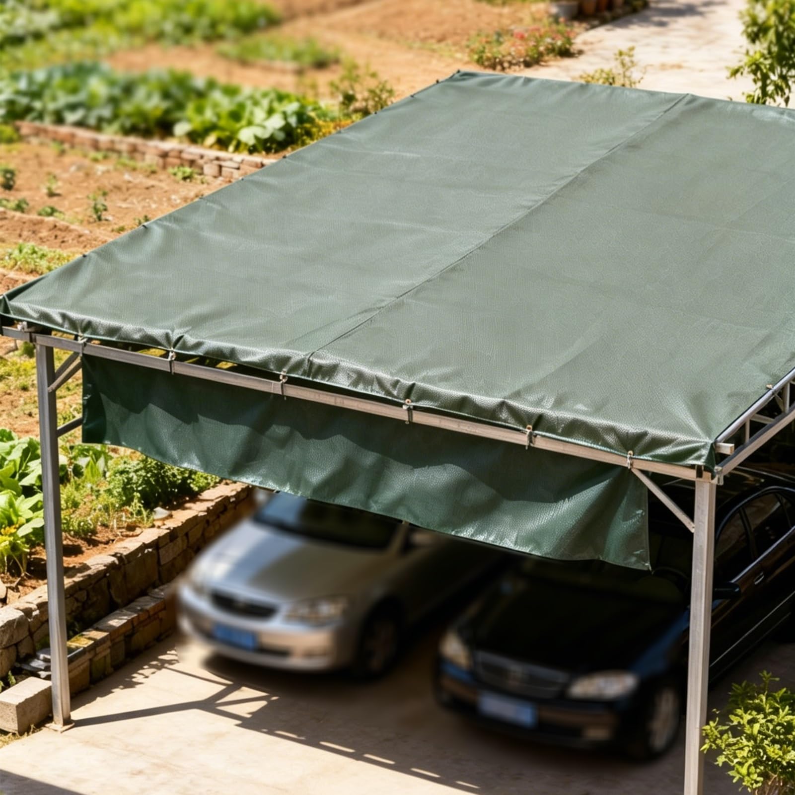 Canvas Tarp for Ground Cover 1x1.5m 2x3m 3x4m 6x8m Green Heavy Duty Waterproof Tarpaulin for Truck Bed Cover, Patio Shade, Outdoor Canopy(1x1m(3.3ftx3.3ft))