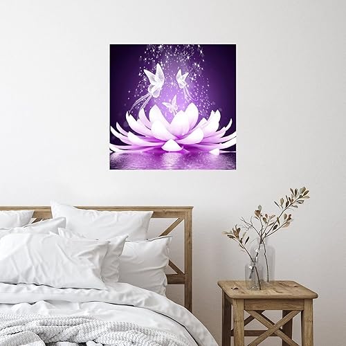 Miniatura 57 de Calcomanías murales de flores de loto blanco, calcomanías de pared personalizadas con flores florales, calcomanías de vinilo para mural con citas