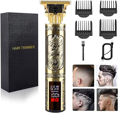 Cortadora de pelo para hombre, sin huecos, inalámbrica, recortadora de pelo con cuchilla en T, kit profesional de corte de pelo y aseo para