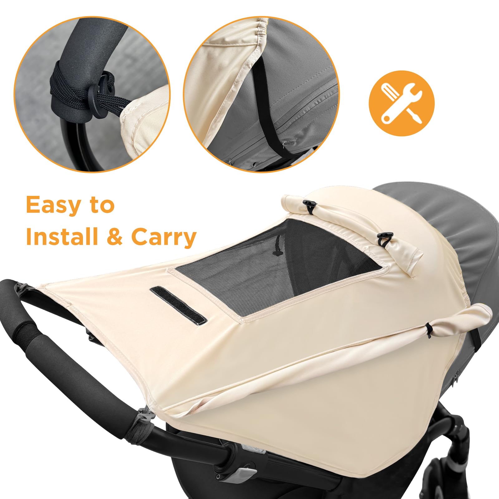 Parasole Universale Per Passeggino - Protezione UV 50+ Per Bambini, Telo Regolabile Per Carrozzine E Passeggini, Design Moderno E Pratico - Foto 12