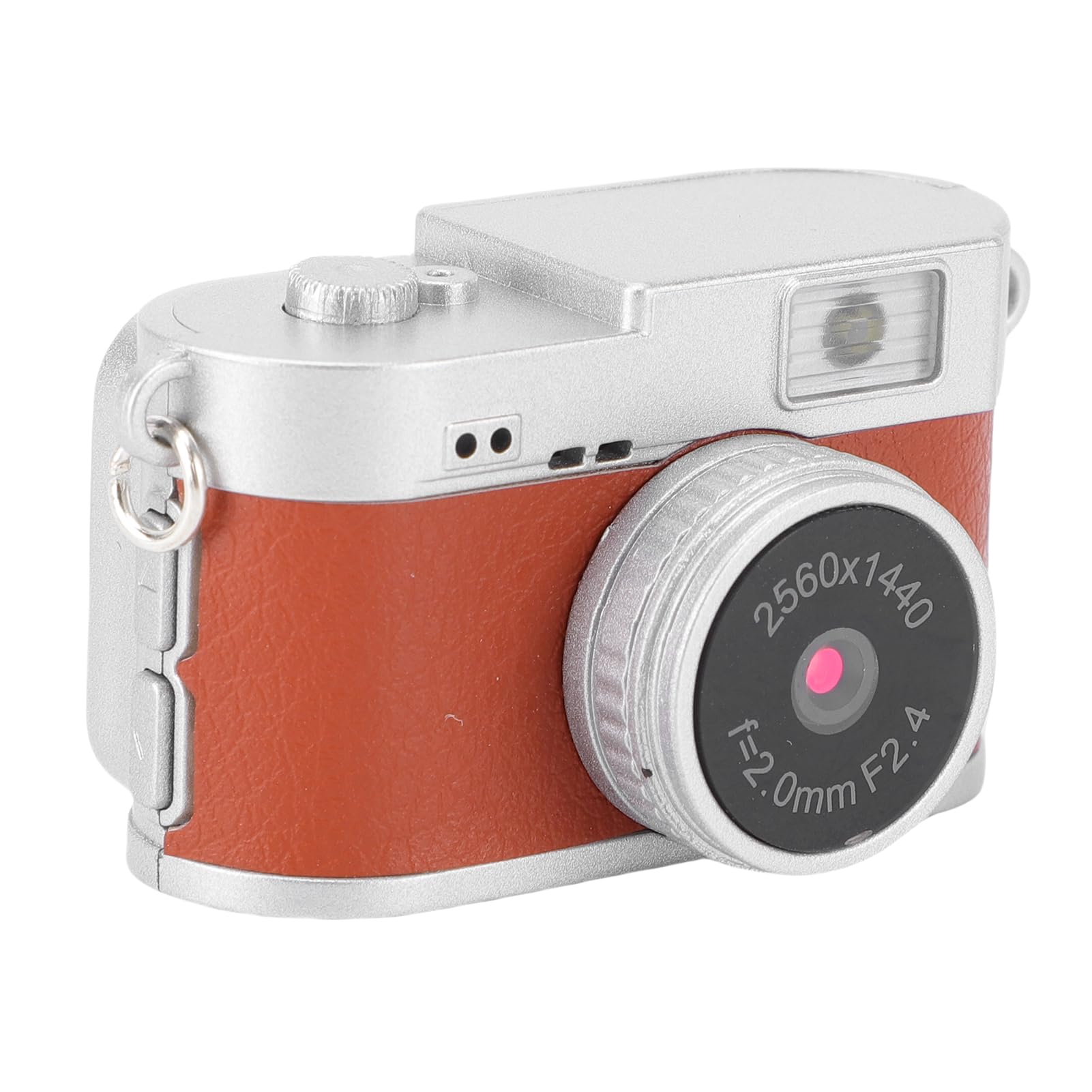 Mini Digital Camera, 2K HD Tiny Retro Keychain Camera with 1.47in Color Screen, Vintage Compact Video Recorder for Travel Concert Study Recording (Brown)