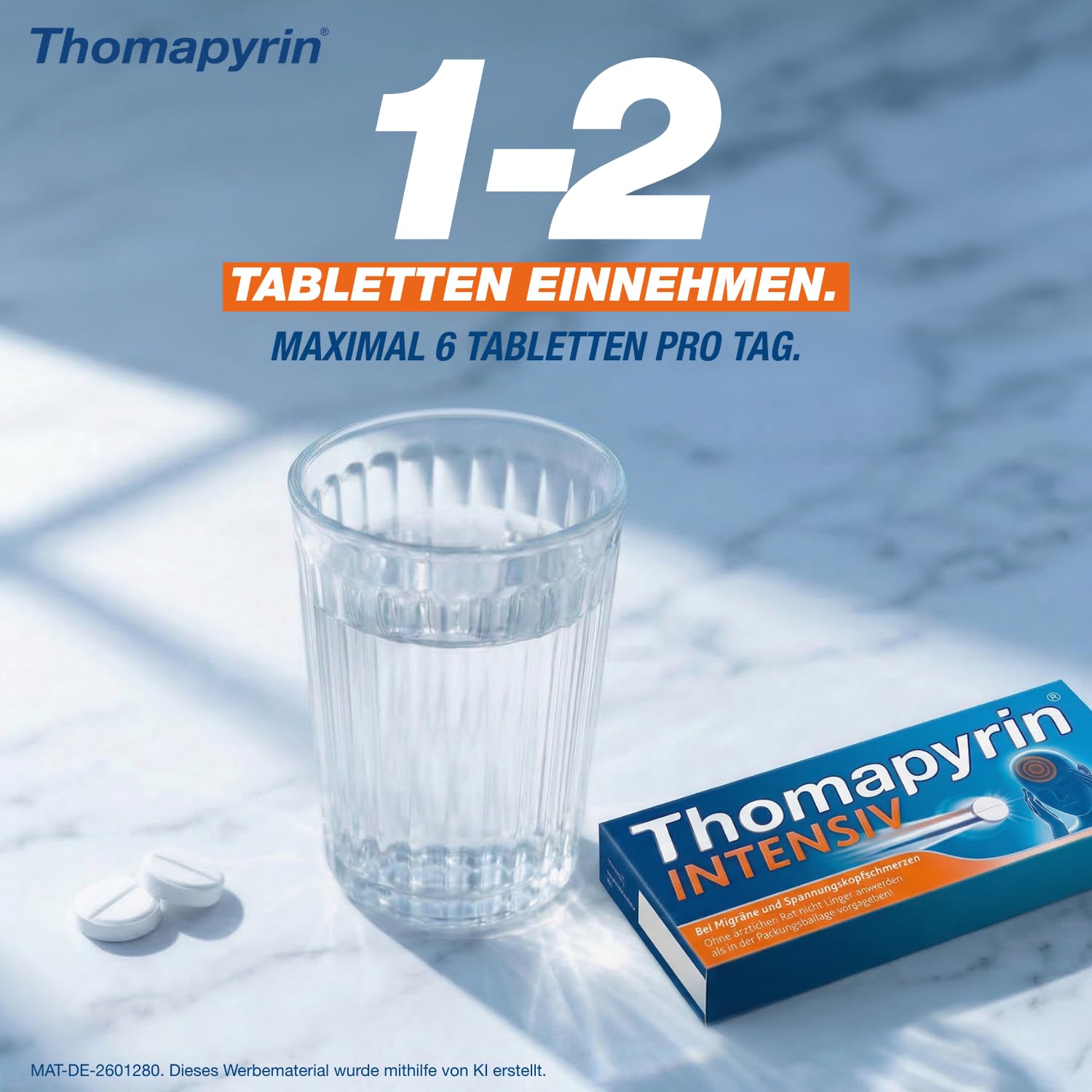Thomapyrin INTENSIV Tabletten - 3fach Power bei intensiveren Kopfschmerzen & Migräne - 6 x 20 Stk. + 2 Eye Pads
