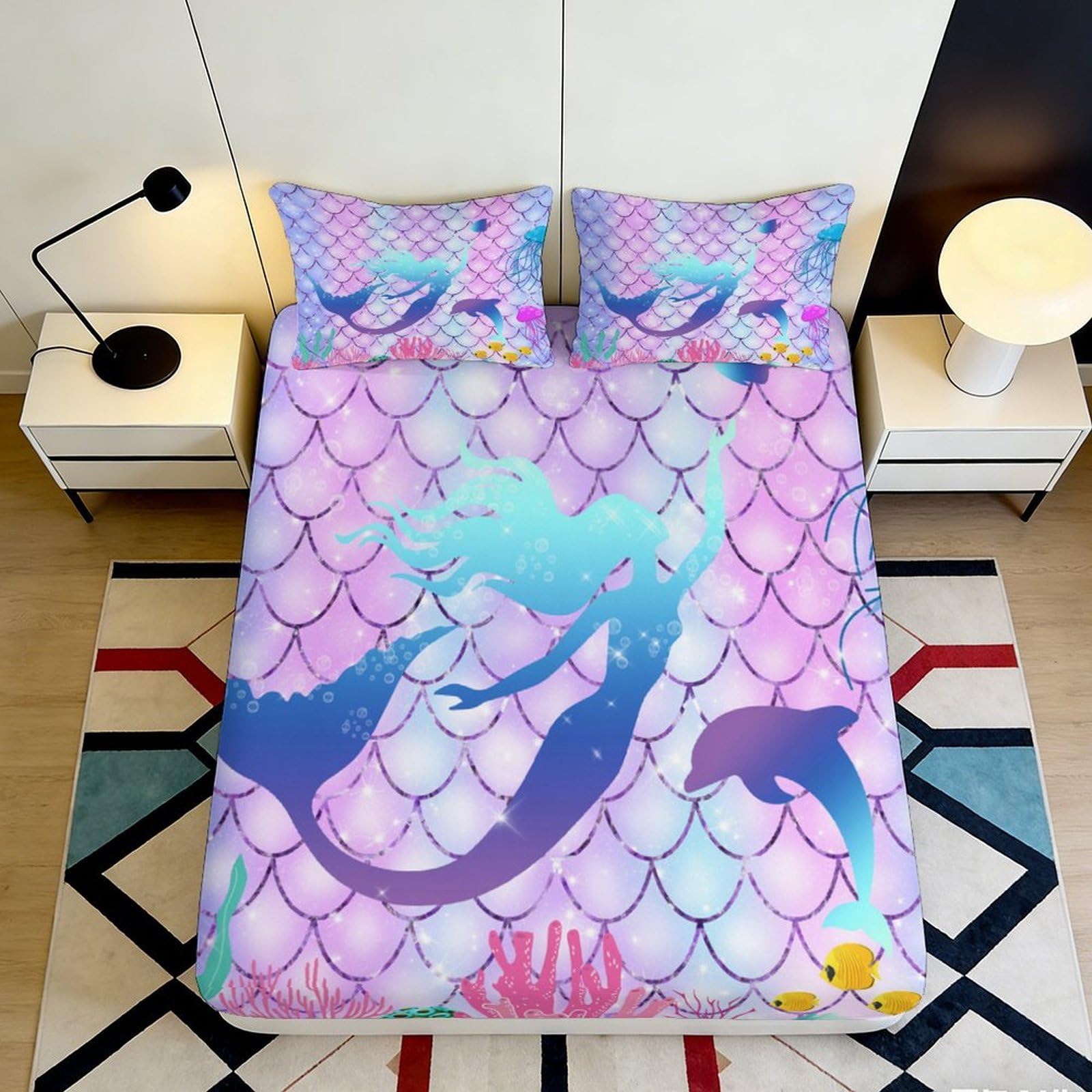 3D Printed Floral Landscape Fitted Sheet Microfiber Deep Pocket Bedroom Bedding Tulip Mattress Fitted Cover Non-Slip Washable 120x200x25cm
