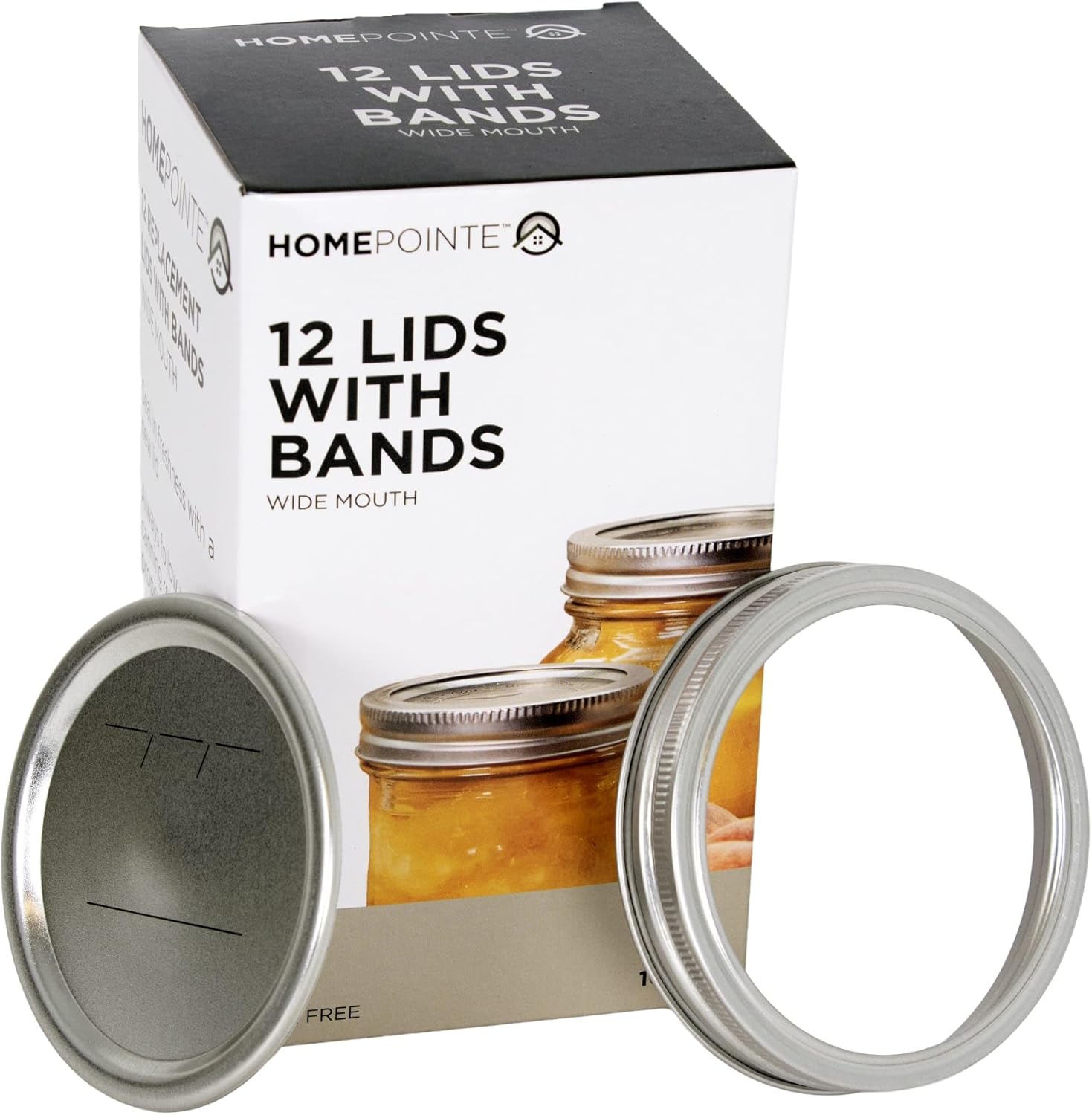 HomePointe Canning Lids and Bands for Wide Mouth Mason Jars, Fits Wide Mouth Glass Jars, Food Preservation (288 Lid and Band Pairs [24 Packs of 12])