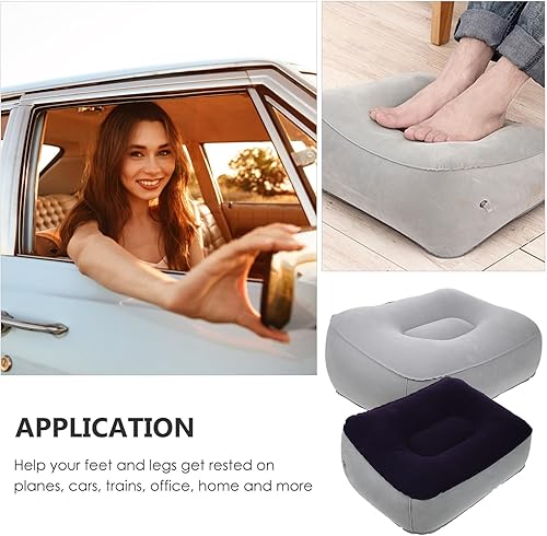 Miniatura 2 de Tofficu 2 almohadas inflables para reposapies de viaje, almohada de pierna de avión, cojines de altura ajustable para coches, hogar, oficina,
