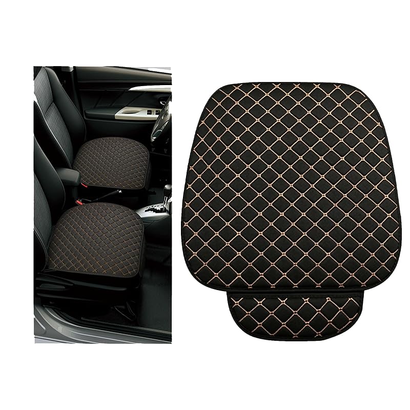 Capa para Banco Dianteiro Automotivo JOKAOOH em Linho com Bolso e Almofada Antideslizante Preto e Dourado, 49,6 x 48,9 cm