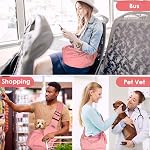 AUTOWT Padded Dog Sling, Dog Papoose Puppy Cat Pet Carrier with Bottom Supported Hand Free Adjustable Shoulder Strap and Bag Opening Front Zipper Pocket Safety Belt for Small Dogs Daily Use (Pink)