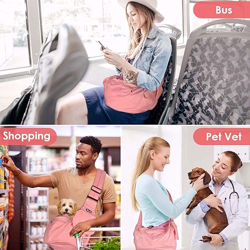 Miniatura 6 de Lukovee Transportador para perros, soporte inferior duro y correa acolchada ajustable suave para perros pequeños, bolso para perro con abertura de