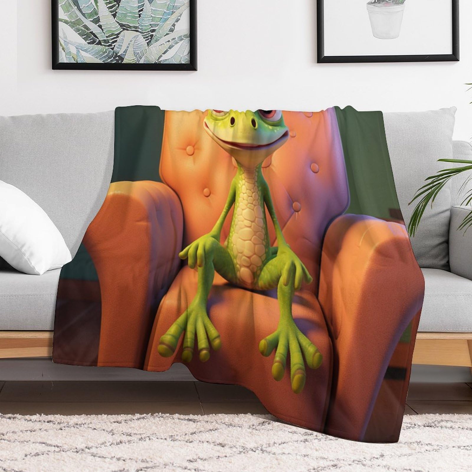 Süßer Gecko Decke Kuscheldecke Übergroße Warme Super Weiche Schlafdecke 180×200cm
