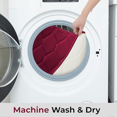 Miniatura 7 de Yafa Home Fashion Juego de alfombras de baño de 17 x 24 pulgadas + 20 x 32 pulgadas, espuma viscoelástica tapetes de baño absorbentes y