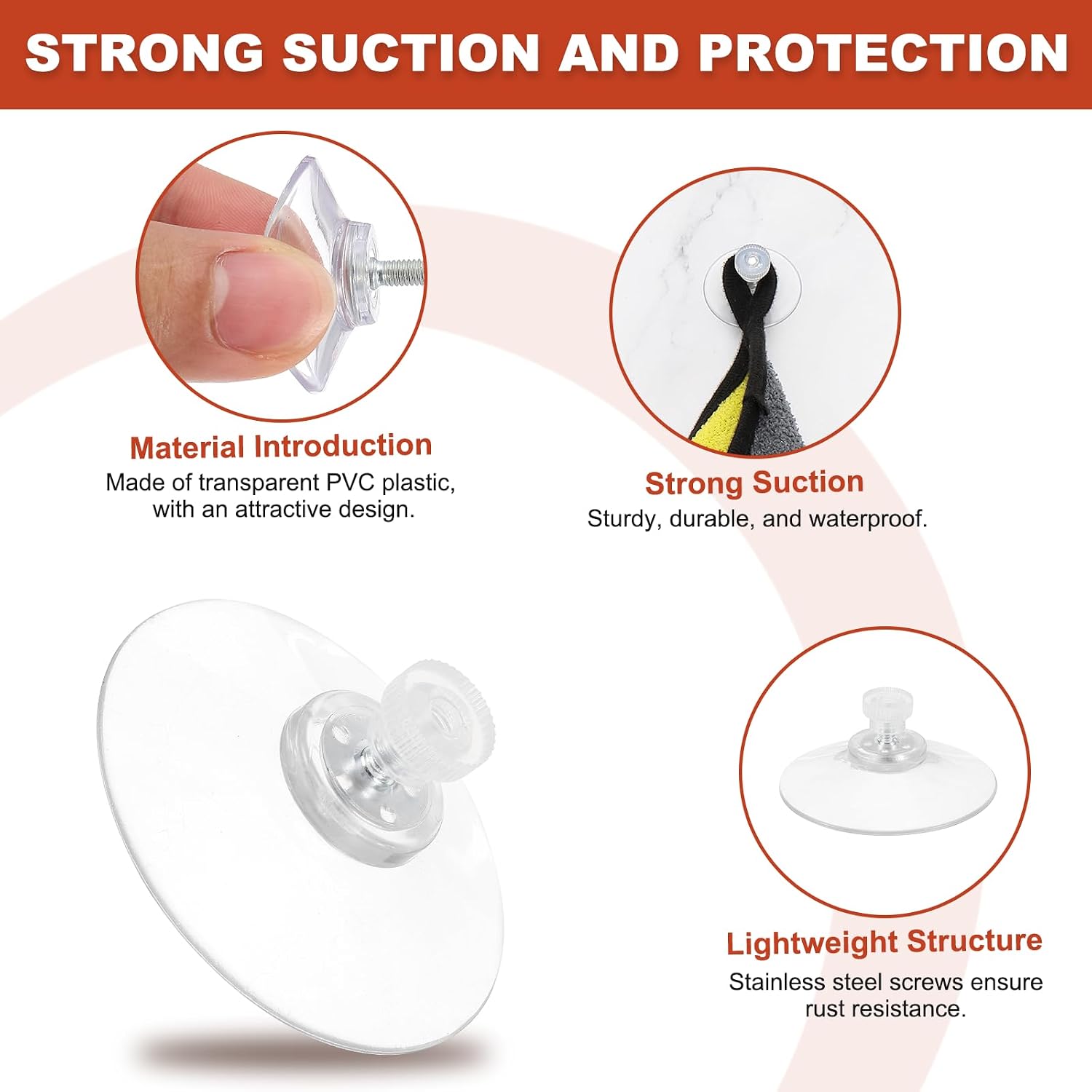 PATIKIL Suction Cups with M4 x 8 Screws Nut 2.1"(53mm), 20 Set PVC Plastic Clear Strong Adhesive Suction Holder Sucker Pad for Window Glass Mirror Wall Door Kitchen Bathroom image 3