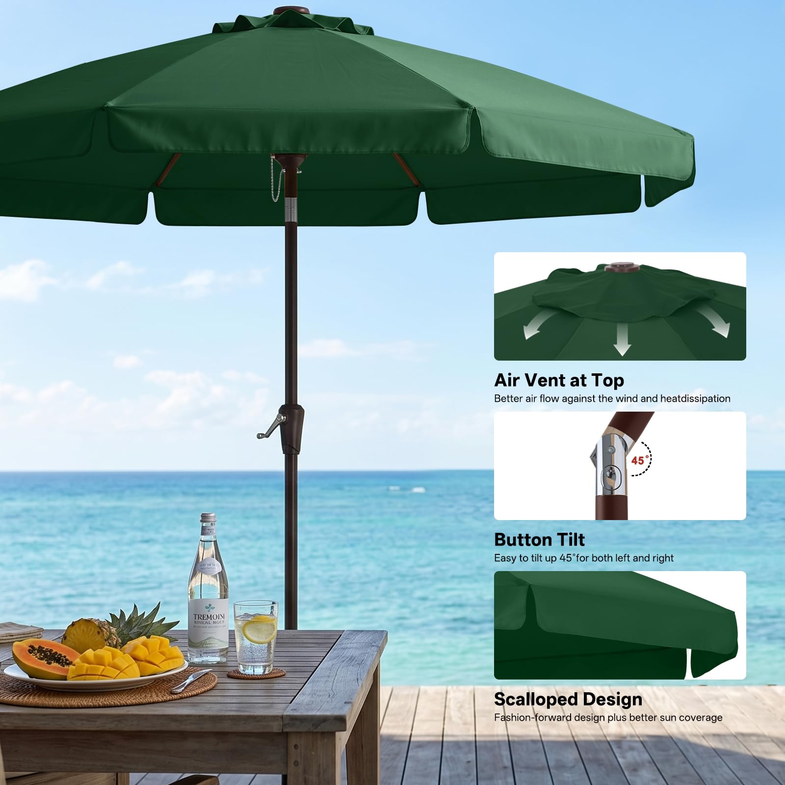 Amazon.com : ABCCANOPY 9ft Scalloped Patio Umbrella, Outdoor Table
