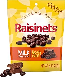 Raisinets Milk Chocolate Covered Raisins, Gluten-free California Chocolate Raisins, Resealable Bag, 8.0 oz