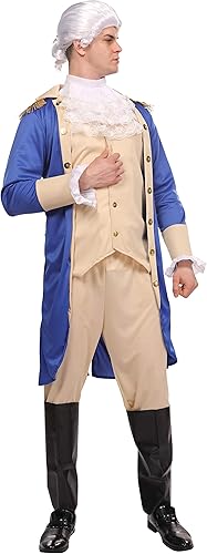 Miniatura 4 de Maxim Party Supplies Disfraz de patriota colonial de George Washington para adultos, disfraz de presidente de 4 piezas
