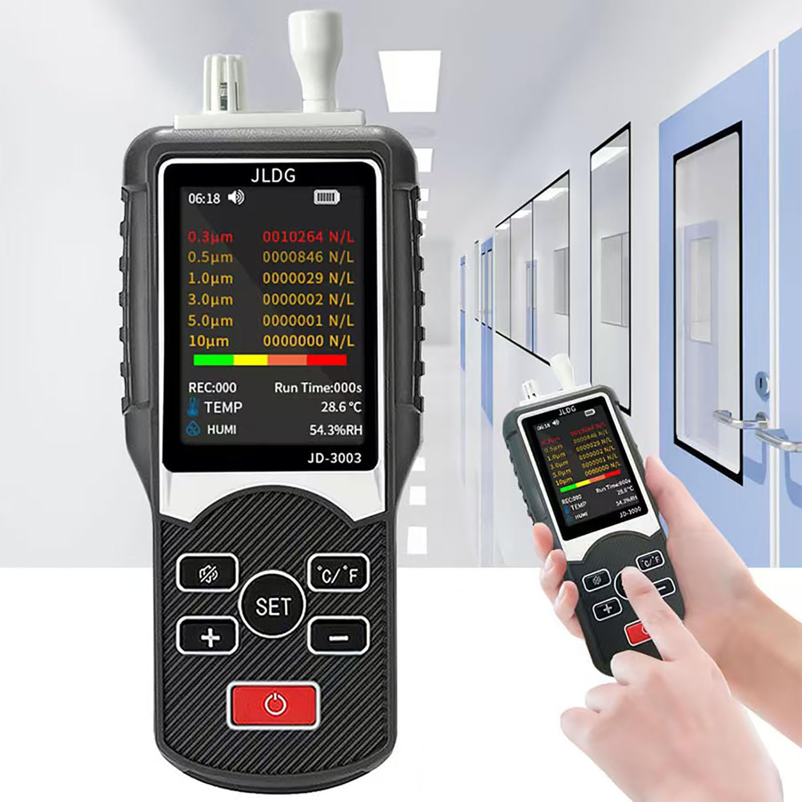 Handheld Multifunctional Dust Particle Counter, Professional Air Quality Pollution Monitor,with 2.8" Full - Color LCD, Large Storage, for 0.3-10μm Particles-image-14