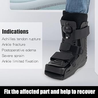 Short Fracture Walker Boot Air Cam Inflatable Walking Boot for Stable Foot and Ankle Fracture, Achilles Tendon Surgery, Acute Ankle Sprains, Post Op Care (S)