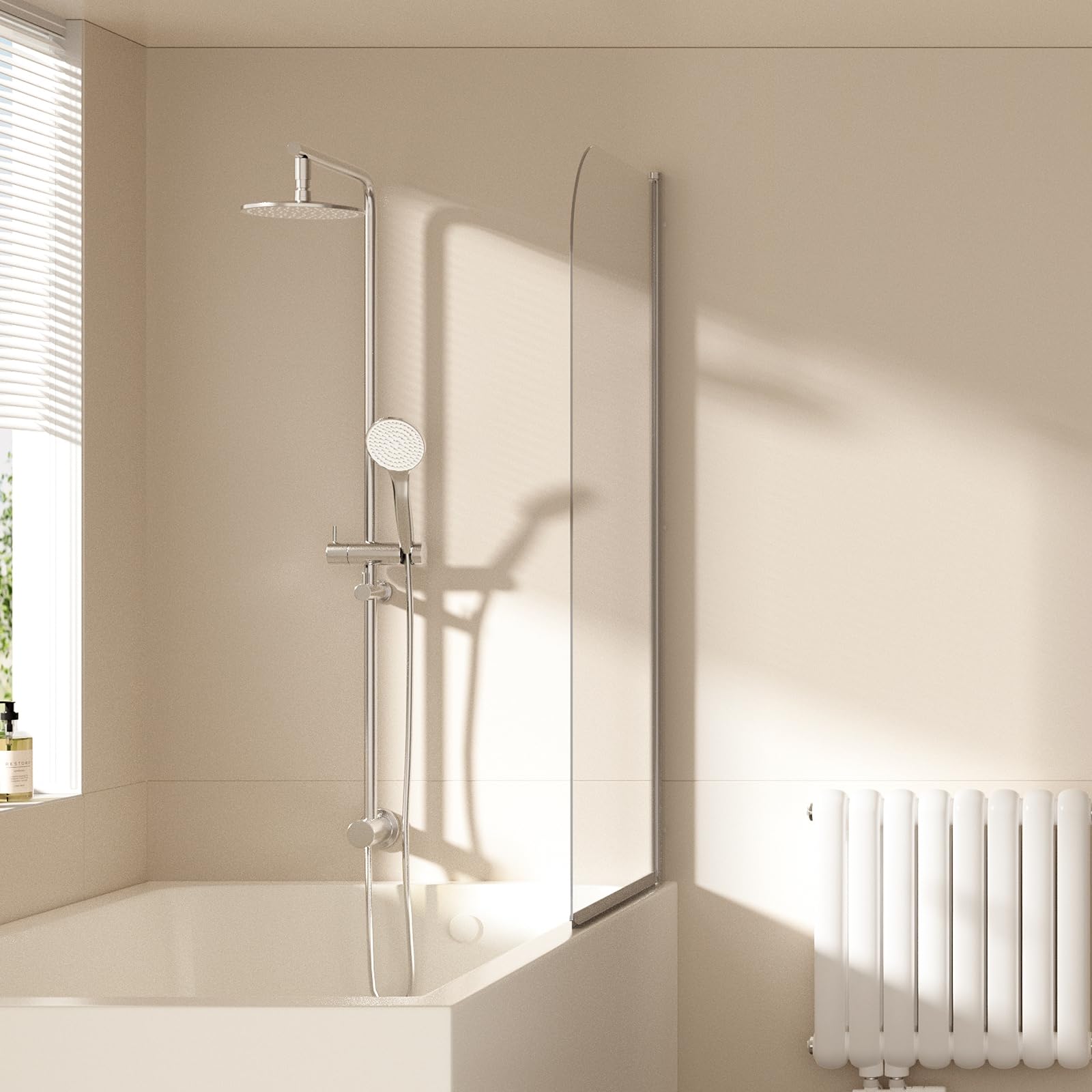 EMKE Paroi de douche pour baignoire 70 x 140 cm - Pliable - Pour baignoire, paroi de douche pliable - Verre de sécurité 6 mm