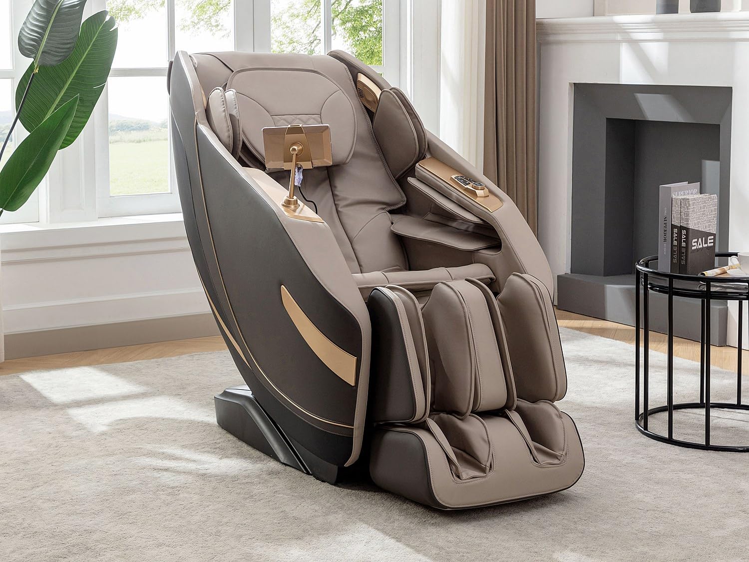 Vente-unique - Sillón de Masaje de imitaciÛn Cuero - Sistema de Gravedad Cero - Beige - MOWATA