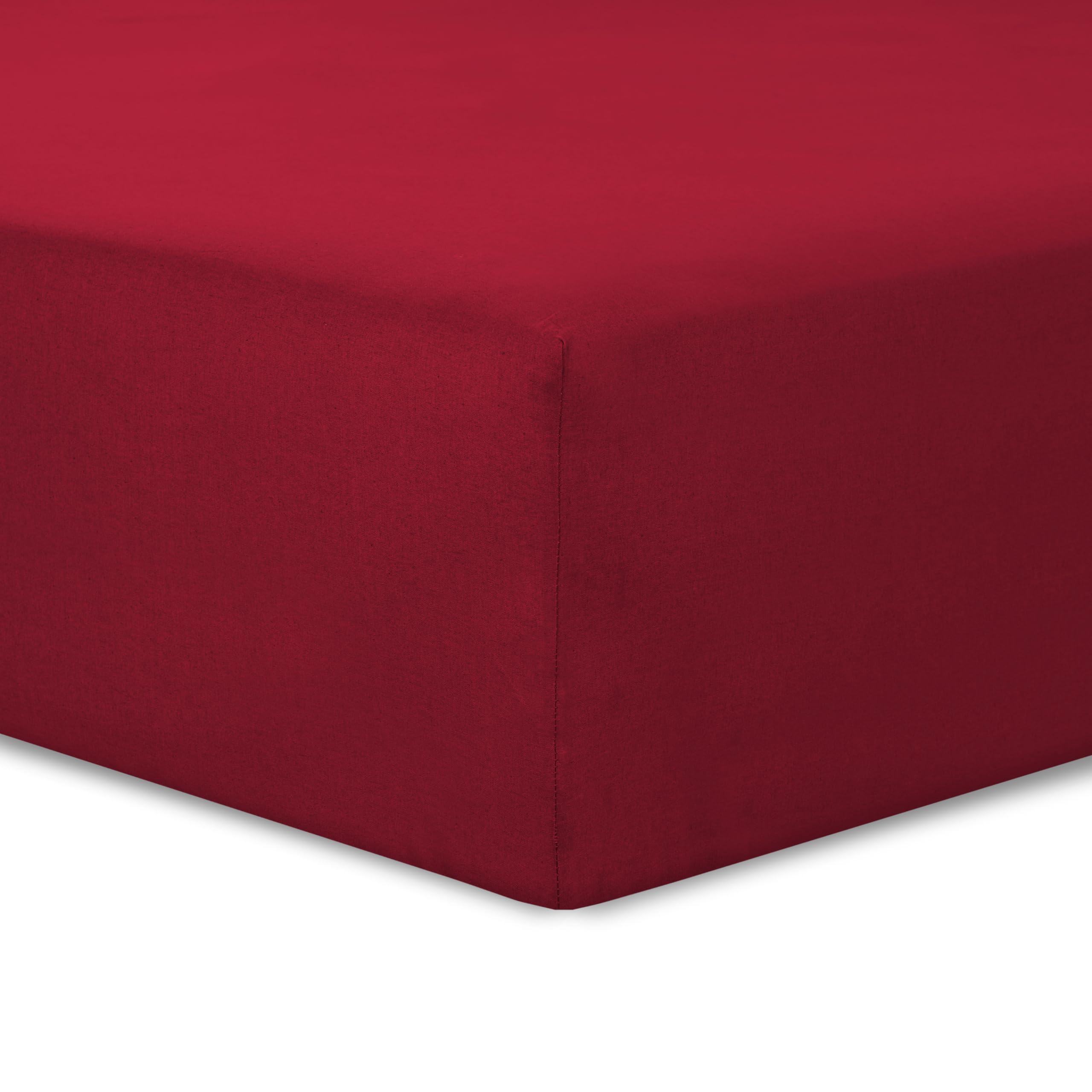 VISION Lenzuolo con angoli matrimoniale, 2 persone Kingsize, 200 x 200cm con altezza da 30cm, Rosso, 100% Cotone