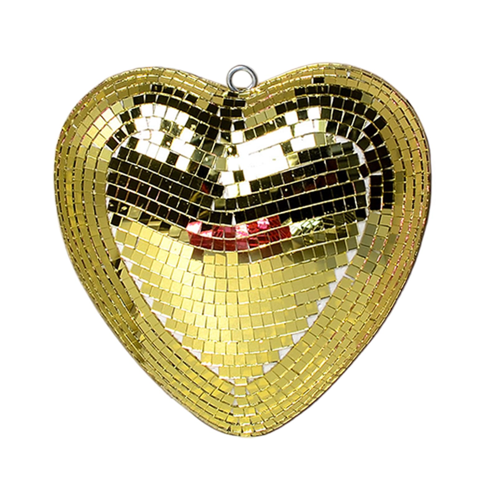 ZEPFJHE Reflective Disco Heart Glass Hanging Ornament for Bedroom Living Room Home Decoration Anniversary Valentines Gift Contemporary Glass Home Addition