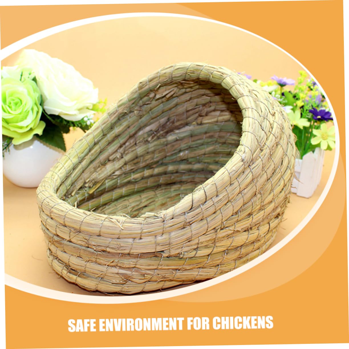 Gewebtes Hühnerschlafnest aus Stroh Gemütliches und Sicheres Kaninchen und Meerschweinchennest für Bauernhof und Garten Halboffenes Schlafhaus