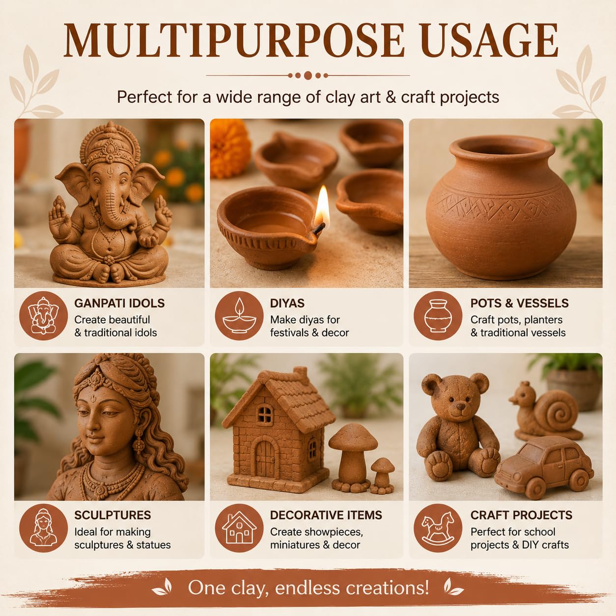 Divayanshi Terracotta Clay - Air Dry Pottery Clay -4