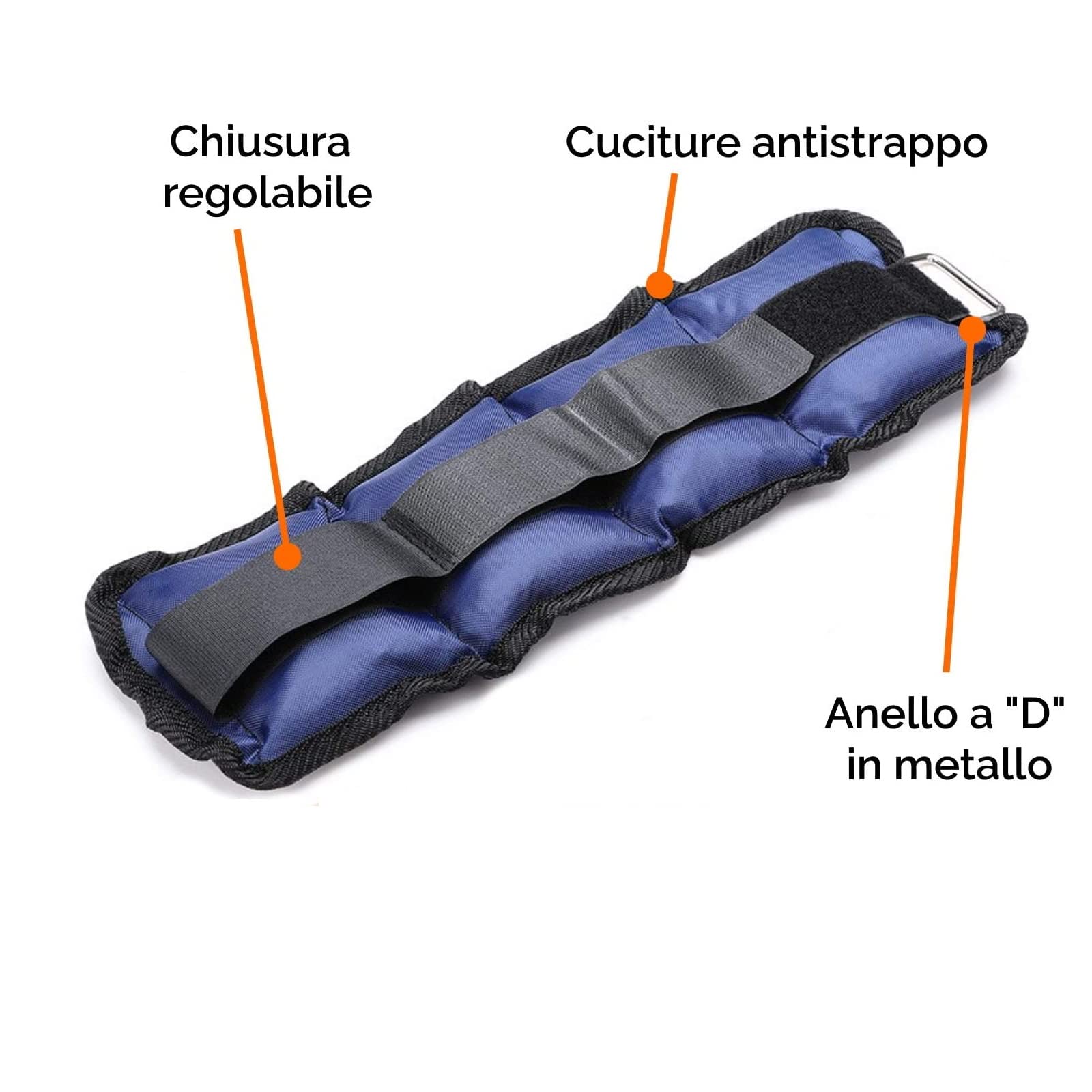 FFitness Pesi per Polsi e Caviglie (2 x 0.50 kg) Wrist/Ankle Weights con Cinturino Regolabile a Strappo