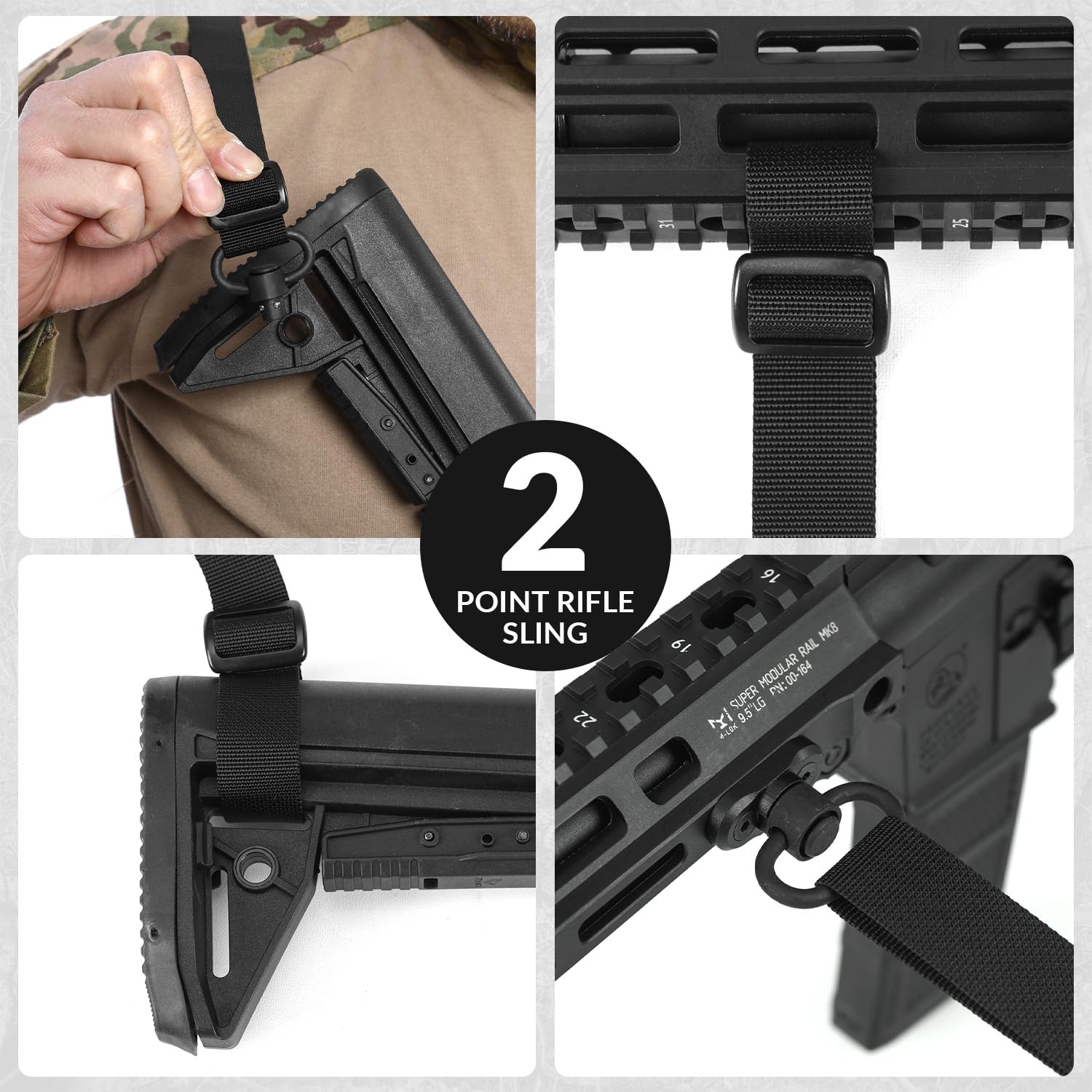 QD Sling 2 Punkt Gewehrriemen, Taktischer Riemen, Schnell Verstellbar, HK-Stil