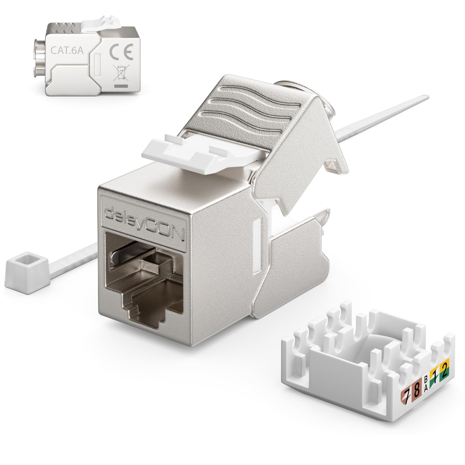 deleyCON 24x Modulo Keystone RJ45 Senza Utensili (10 Gbit/s, 500 MHz) LSA Completamente Schermato STP - Presa LAN per Cavi Patch Ethernet CAT8 CAT7 CAT6 CAT5, per Scatola a Muro e Patch Panel