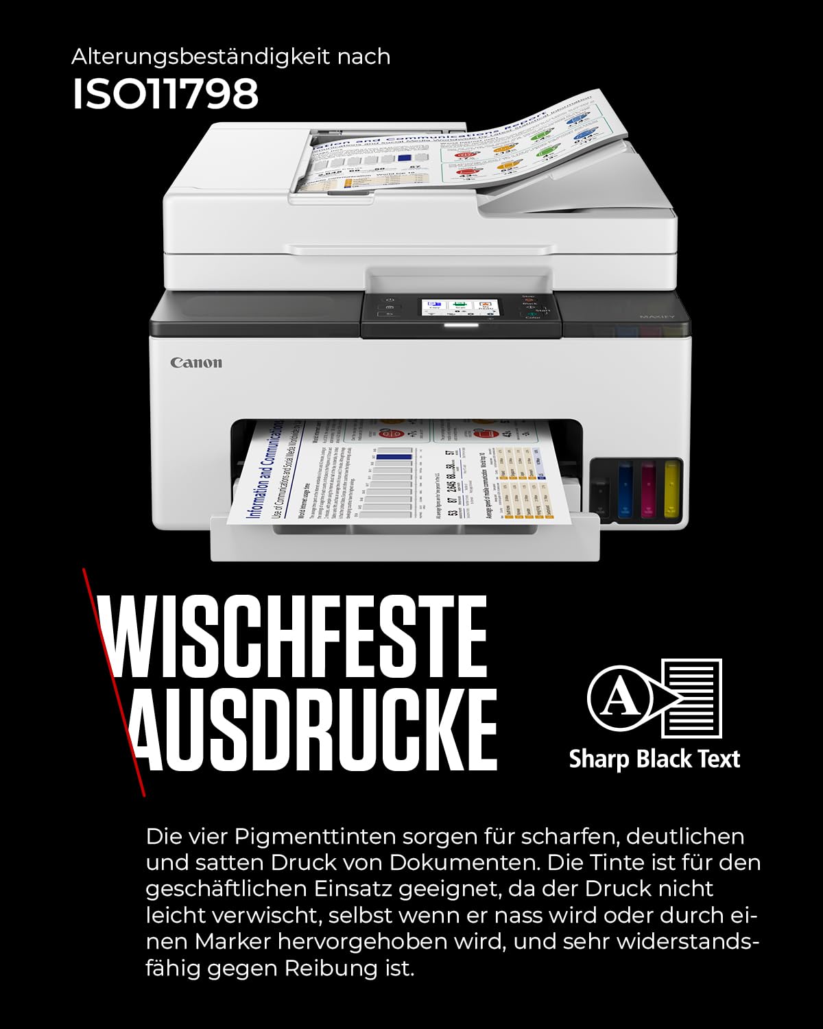 Canon MAXIFY GX2050 Tintenstrahldrucker 4-in-1 Multifunktionsgerät DIN A4 (Drucker, Scanner, Kopierer, Fax, ADF, 600x1200 DPI, WLAN, USB, 15/10 ISO-Seiten/Min., Duplexdruck, 250 Blatt Kassette) weiß