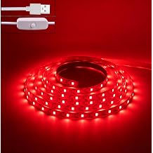 670nm Red Light Night Light Strip for Sleep Therapy, Zero Blue Light, 6.6Ft/2M 10W, 120 Lamp Beads, Flexible Promoting Melatonin USB LED Red Night Lights for Nursery Bedroom Bathroom Hallway Yoga