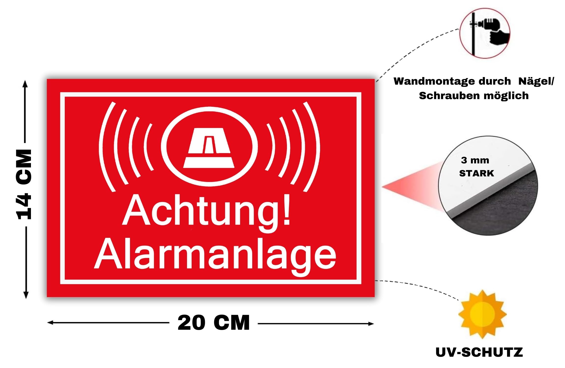 Alarmgesichert Schilder – 5 Stück, Wetterfest & Leicht Zu Montieren – Warnhinweis Für Haus & Garten