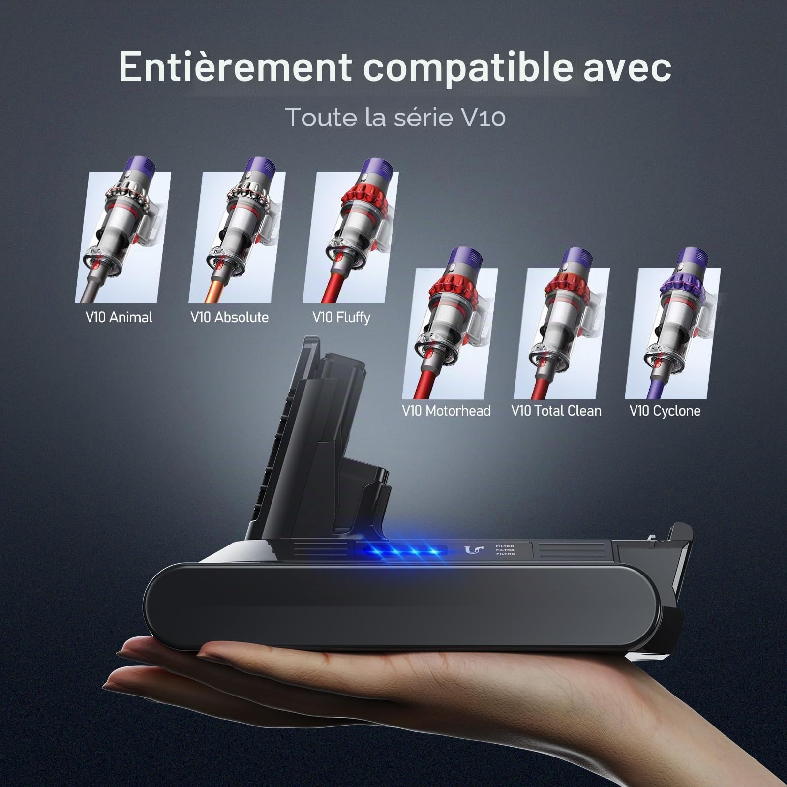 Keenstone 8000mAh Batterie pour Dyson V10 SV12 Animal Absolute Motorhead Parquet Fluffy Total Clean SV27 Cyclone Aspirateur sans Fil