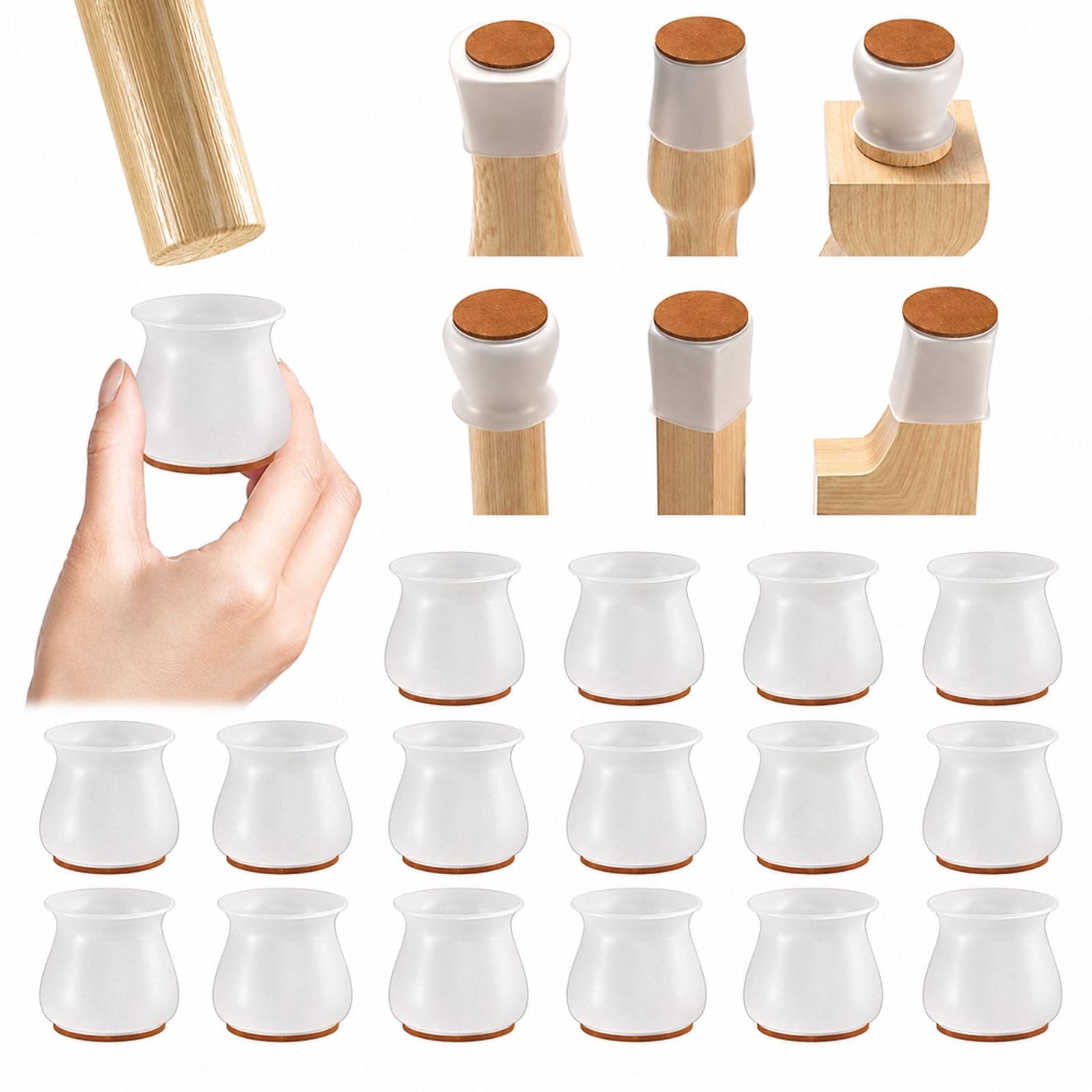 16 Pcs Chair Leg Floor Protectors, Floor Protectors for Chairs, Rubber Chair Leg Caps for Wood Floors, Rubber Chair Leg Covers (White)-picture-17