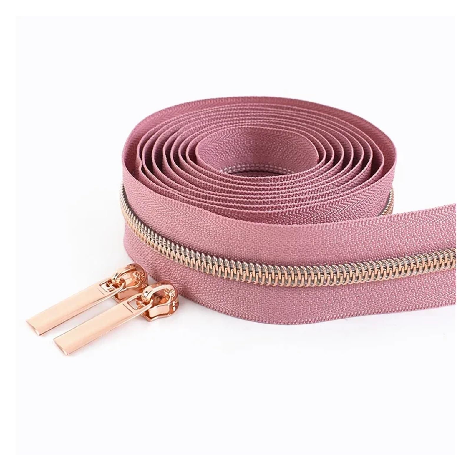 Zippers Nylon, Nylon Zipper Repair Kit with 2 Slider Pulls 2 Meters Zipper Tape 5# Multicolor(M079rosegold)